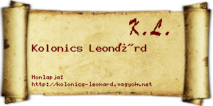 Kolonics Leonárd névjegykártya