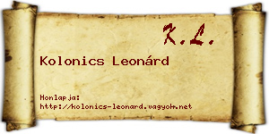 Kolonics Leonárd névjegykártya