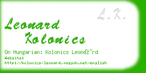 leonard kolonics business card